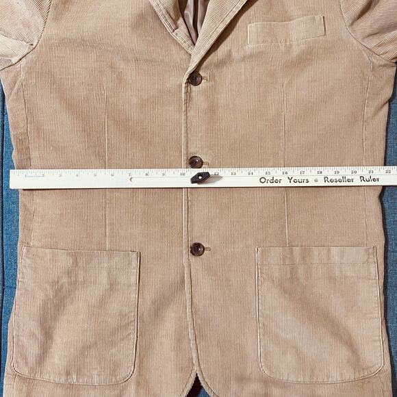 Vintage Eddie Bauer Corduroy Jacket Men Large Tan 3 Button Blazer Indie Boho - Picture 4 of 10